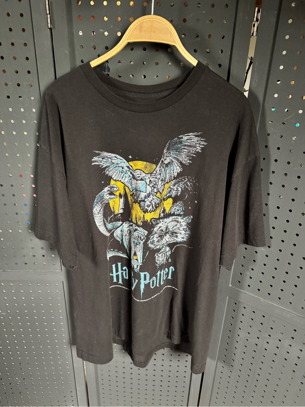 Harry Potter Black Graphic Tee with Creature Illustration